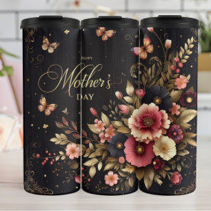 Moederdag: Elegante bloemen, gouden tinten Thermosbeker