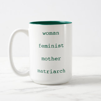 Moederdag Feministisch Donkergroen Schrijfmachine Tweekleurige Koffiemok