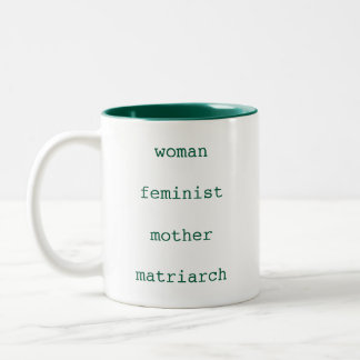 Moederdag Feministisch Donkergroen Typewriter Schr Tweekleurige Koffiemok
