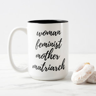 Moederdag Feministische Handgeschreven Typografie Tweekleurige Koffiemok