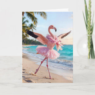 Moederdag Flamingo in een Roze Tutu Kaart