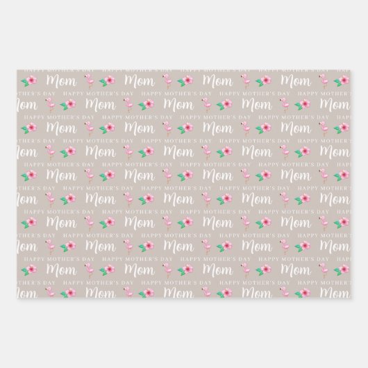 Moederdag Flamingo Wrapping Paper Sheets (Voorkant 2)