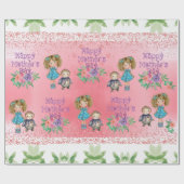 Moederdag Floral Kinder inpakpapier (Vlak)