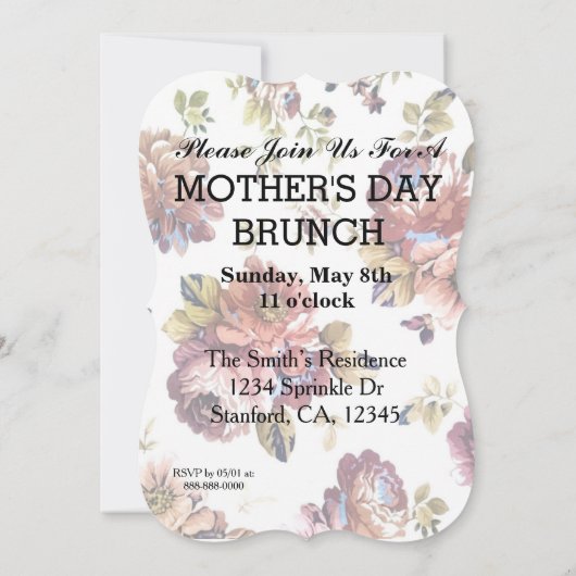 Moederdag Floral Pattern Kaart (Achterkant)