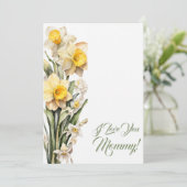 Moederdag Flowers Daffodils Waterverf Feestdagenkaart (Staand voorkant)