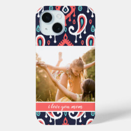 Moederdag Foto van Navy and Coral Ikat Paisley