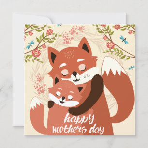 Moederdag Foxes Feestdagenkaart