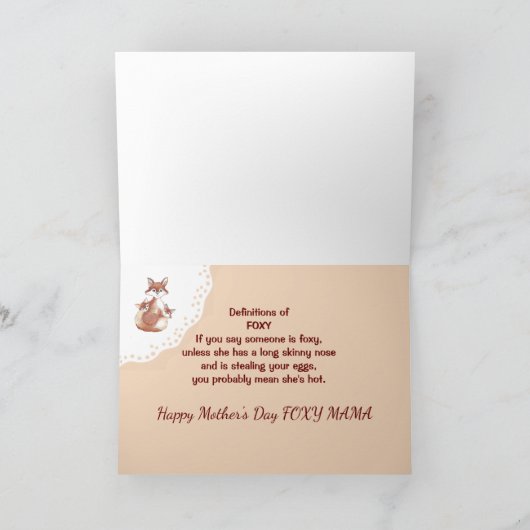 Moederdag Foxy Mama Fun Fox en Cube Animal Kaart (Binnen)