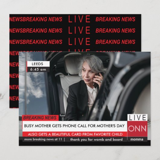 Moederdag Funny Breaking TV News spectaculaire Fab Kaart (Voorkant / Achterkant)