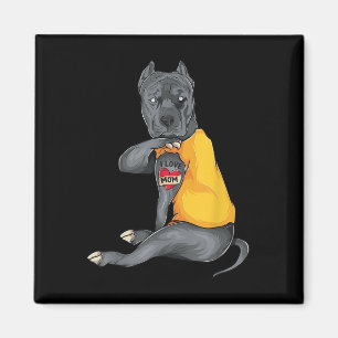 Moederdag Funny Dog Pitbull I Love Mom Tattoo Gi Magneet