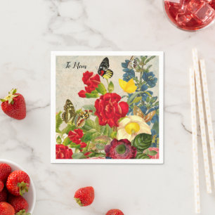 Moederdag Garden Carnans Rozen Butterflies Servet