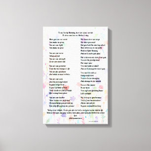 "Moederdag Gedicht, Canvas print" Afdruk