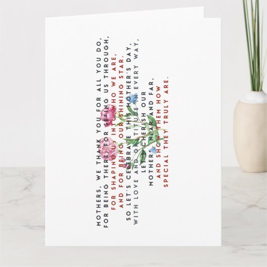 moederdag gedicht en bloemen bedankkaart (Voorkant)