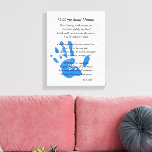 Moederdag Gedicht - Houd Mijn Hand Handafdruk Vade Canvas Afdruk (Insitu (Woonkamer))