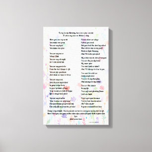 "Moederdag gedicht - Opgespannen canvas print" Afdruk