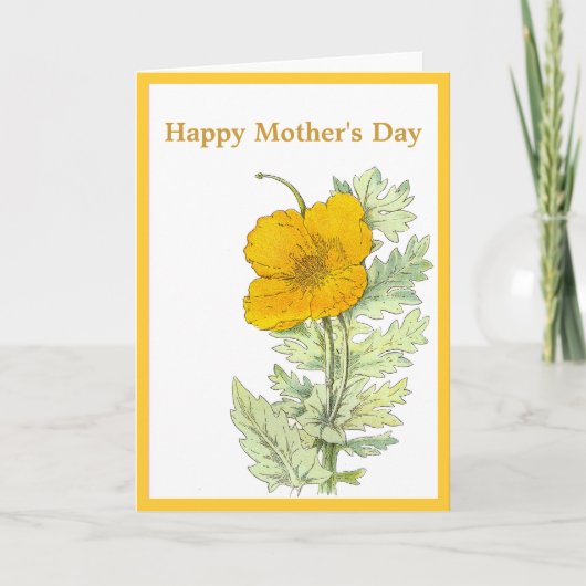 Moederdag gele papaver kaart (Voorkant)