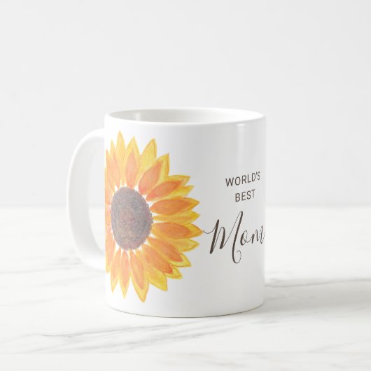 Moederdag Gele Zonnebloem Wereld Beste Mam Koffiemok (Voorkant links)