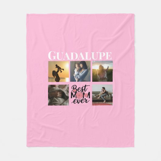 Moederdag Geschenken Fotocollage monogram Fleece Deken (Voorkant)