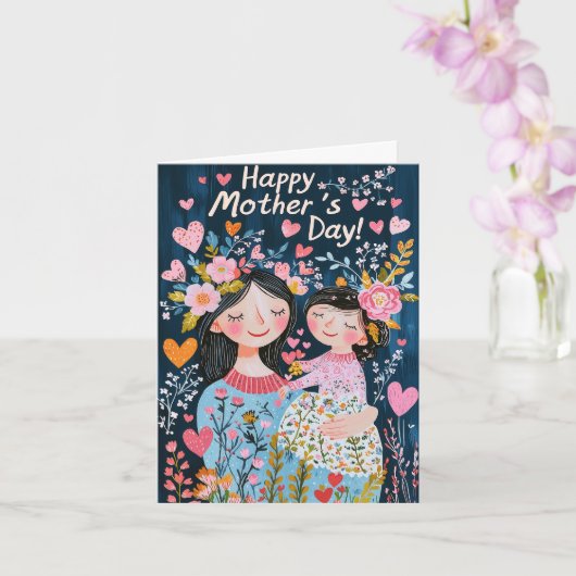 Moederdag gevouwen wenskaart kaart (Orchidee)