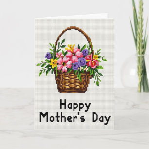 Moederdag geweven cadeaukaart met bloemen kaart