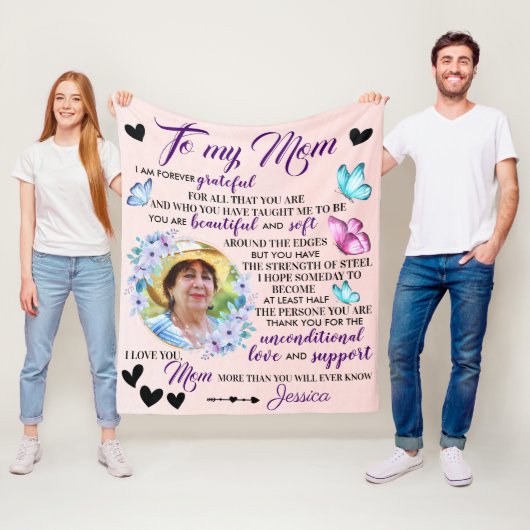 Moederdag Gezegde en citaat van dochter naar moede Fleece Deken (In situ)