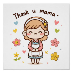 Moederdag Gift Dank je, mama Perfect Poster