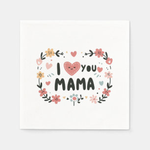 Moederdag Gift Ik hou van je, mama Servet
