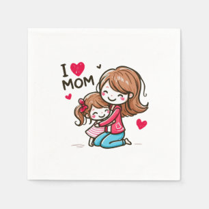 Moederdag Gift   Ik hou van mama Servet