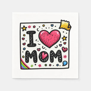 Moederdag Gift Ik hou van mama Servet