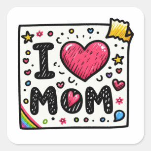 Moederdag Gift Ik hou van mama Vierkante Sticker