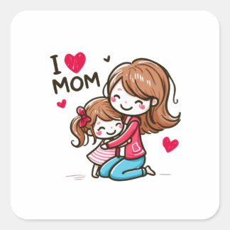 Moederdag Gift | Ik hou van mama Vierkante Sticker