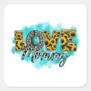 Moederdag Gift Love Floral Mama Vierkante Sticker