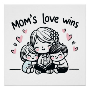 Moederdag Gift Mama's liefde wint Perfect Poster