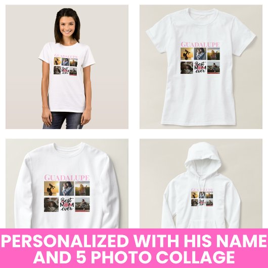 Moederdag Gifts Fotocollage Monogrammed Script T-shirt