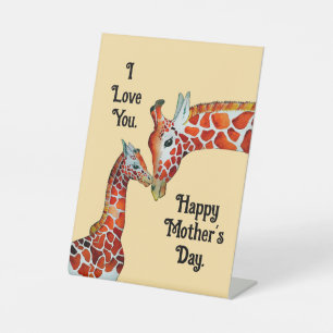 Moederdag Giraffes voetteken Reclamebord Met Voetstuk