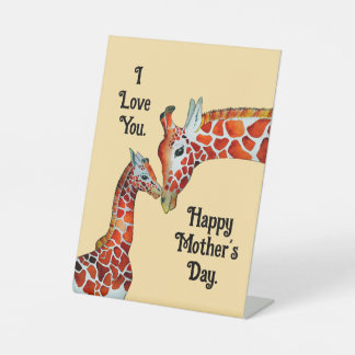 Moederdag Giraffes voetteken Reclamebord Met Voetstuk