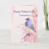 Moederdag Godmoeder Bluebird Garden Bird Card Kaart (Voorkant)