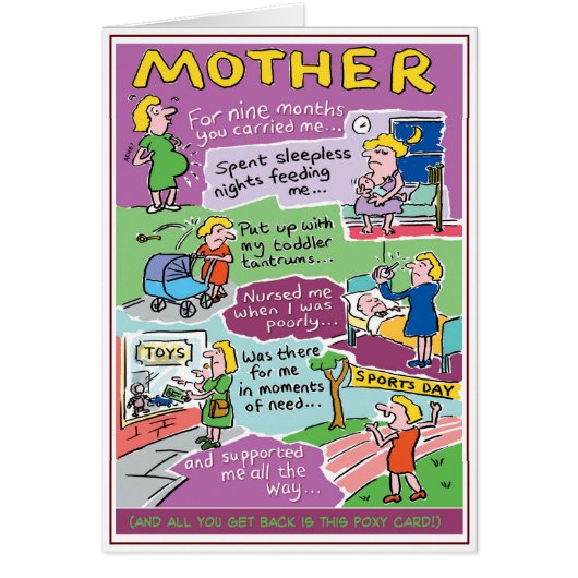 Moederdag Grappige Cartoons & Verhaal (Voorkant)