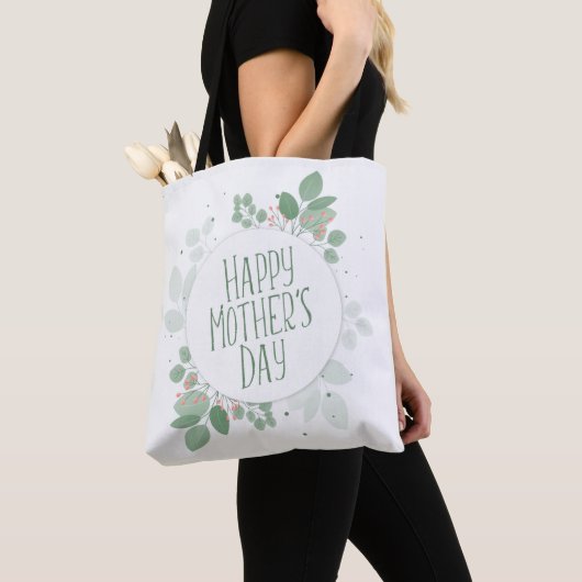 moederdag Green Leaves Wreath | Canvas tas (Dichtbij)