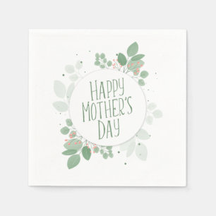 moederdag Green Leaves Wreath Papier Napkin Servet