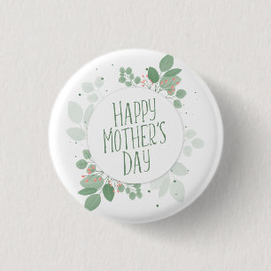 moederdag Green Leaves Wreath Pin-Button Ronde Button 3,2 Cm