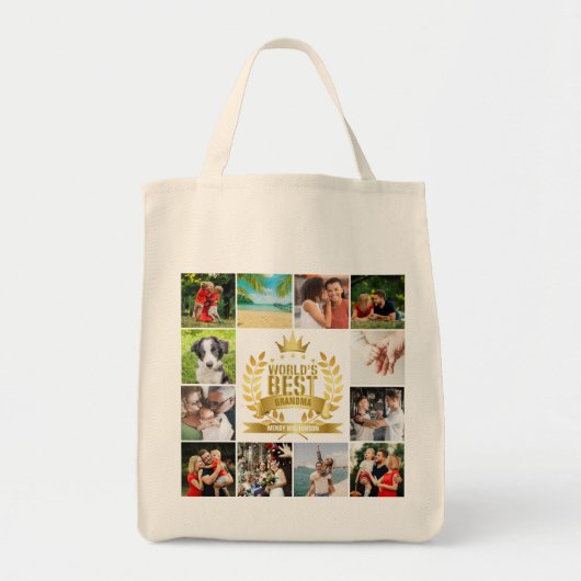 Moederdag Grootmoeder 12 Foto Collage Tote Bag (Voorkant)