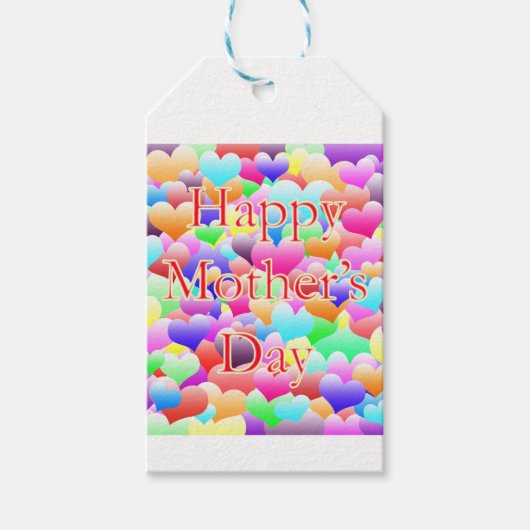 Moederdag harten cadeaulabel (Voorkant)