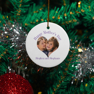 Moederdag hartfoto keramisch ornament