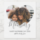 Moederdag hartfoto wijn etiket (Enkel label)