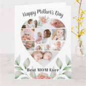 Moederdag Heart Collage Floral Greenery Kaart (Gele Bloem)