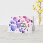 Moederdag - Hedendaagse Waterverf Harten Kaart (Gele Bloem)