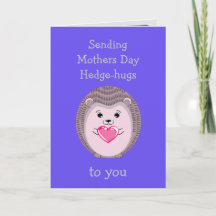 Moederdag Hedgehog Hedge-hugs met Hart Kaart