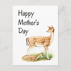 Moederdag, herten mama en Baby Briefkaart
