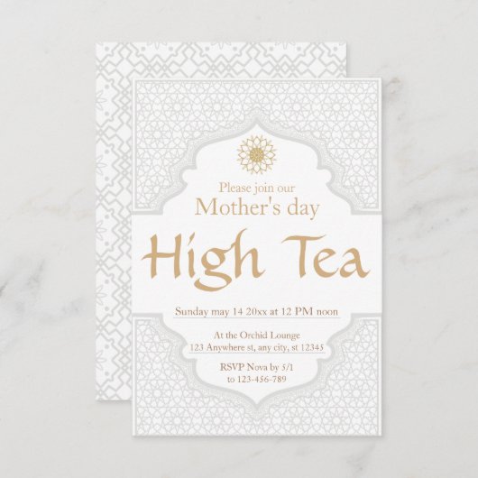 Moederdag High Tea Uitnodiging (Voorkant / Achterkant)